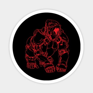 Red Robot Ape (line art) Magnet